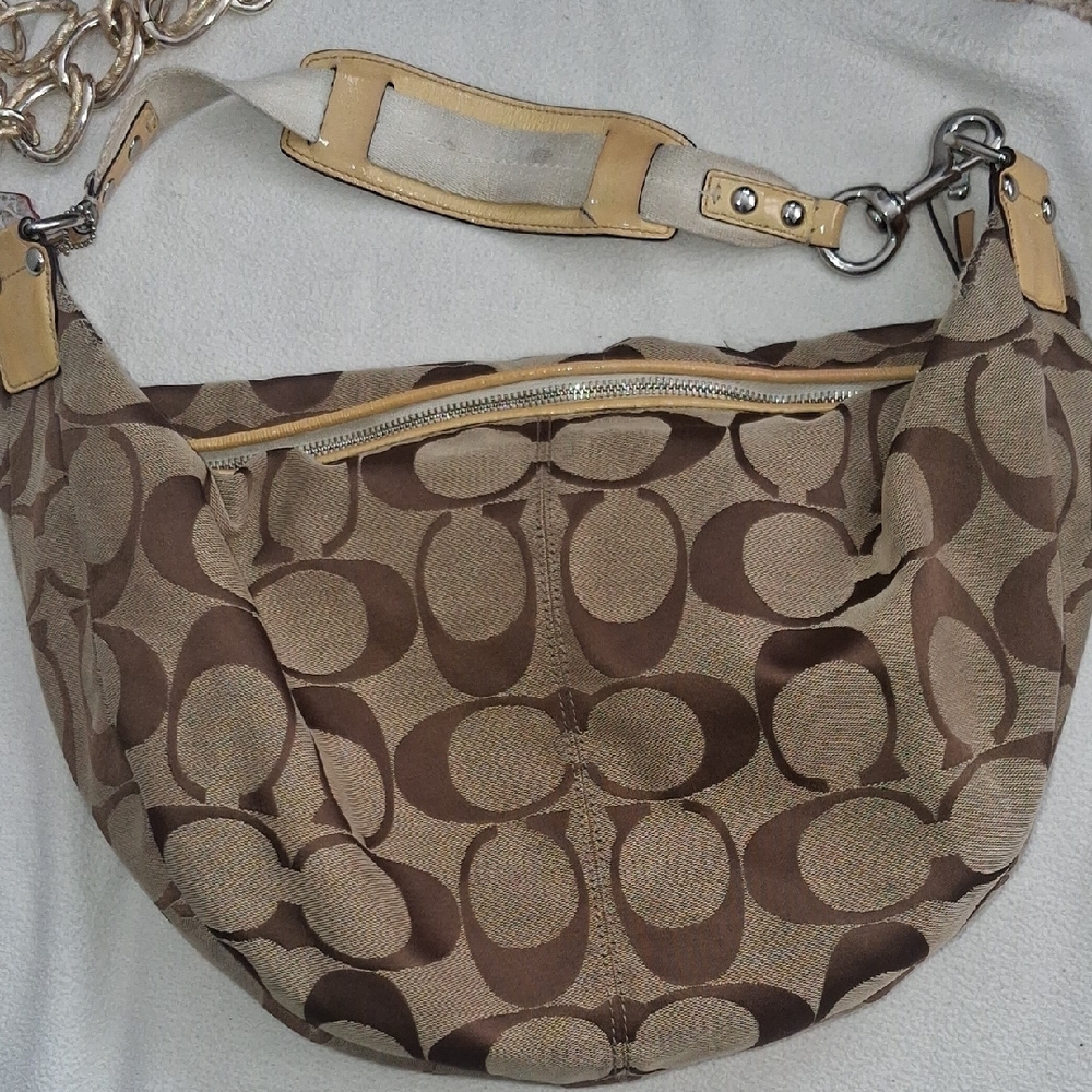 Coach Tan and Brown Signature Shoulder Bag - Picture 10 of 10